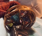 Vtg 2-wheel Triangular Stained Glass Kaleidoscope 9    Handmade Copper Color Frame