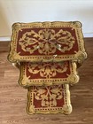 Set Of 3 Italian Florentine Red gold Gilt Nesting Tables Ornate Design Italy