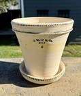 Guy Wolff   Co   6 2003 Pot Attached Saucer White Terracotta Gw Handcrafted