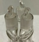Antique 3 Cruet Set Bound Triangular Cut Glass Bottles German Silver Lids   Base