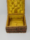 Vintage Woven Sewing Basket Box Silk Lined Trinket Jewelry Box 7    Square