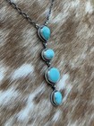 Native Navajo Handmade Sterling Silver Kingman Turquoise Lariat Necklace 18   