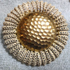 Large Vintage Antique Metal Button Sunflower With Pierced Border