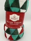 Holiday Time Green And Red Christmas Tree Plush Throw 50    X 60    Super Soft 