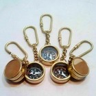 Lot Of 5 Nautical Vintage Antique Solid Brass Compass Key Chain Ring Handmade Ne