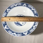 Chinese Jingdezhen Blue   White Lotus Design Porcelain Footed 8 Inch Bowl