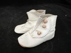 Antique Boots Shoes Baby Child Doll Leather White Leather 4    Long Side Button