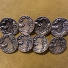 Bronze Metal Round Relief Sewing Buttons Set Of 8