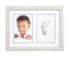 Rustic Baby Footprint Keepsake Frame With Non-toxic Ink Pad Kit     Woodland Nu   