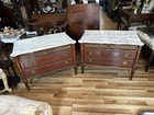 Pr Vintage French Louis Xvi Bronze Mounted Marble Top Nightstands Chests