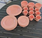 Disney Hidden Mickey Pink Ceramic Dish Set 32pc Plates Bowls Mugs Complete Lot