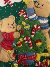 Completed Bucilla Christmas Stocking Bears Felt Kit 17    Diagonal Sequin Tree