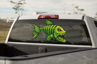 Green Skeleton Fish Truck Window Vinyl Decal Boat Fishing Weatherproof Sticker