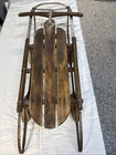 Dwn    Vintage Wooden Snow Sled With Metal Runners  48   long X 13   wide X 6   tall