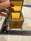Vintage Ormolu Filigree Trinket Casket Vitrine Box With Beveled Amber Glass