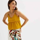 Nine West Satin Blouse Peplum Cami Top Women s Sleeveless Gold Mustard Size Xxl
