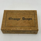 Antique Sewing Kit Orange Drops Box W Needles Bobbins Rulers Primitive