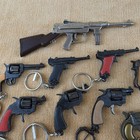 Vintage Mini Key Chain Diecast Pistol Cap Gun Revolver Luger Derringer Colt Lot