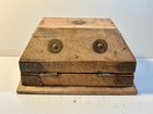 Vintage India Rustic Wood Trinket Box Metal Details 6 5  X 4 25  Hinged Lid 