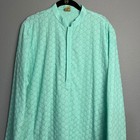 Manyavar Ethnic Embroidered Kurta Pyjama Indian Shirt Long Sl Xl 42 Mint Green