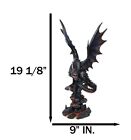 Fira Legendary Black Ember Dragon Perching On Volcanic Rocks With Lava Statue