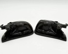 Hand Carved Black Water Buffalo Sculptures Set Of 2 Wood Bookends