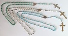 Lot 3 Vintage Glass  Catholic Rosary Prayer Beads  Turquoise  White  Aqua Green