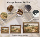Vintage Gold Framed Canvas Wall Art Retro Country Nature Wildflower Landscape