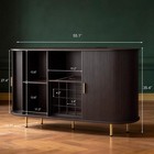 55  Wine Bar Cabinet With Storage Fluted Liquor  dark Walnut 