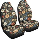 Print Car Seat Cover For Women universal Front Bucekt Seats Retro Floral