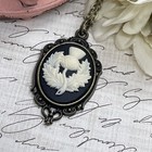 Antique Gold Irish Thistle Celtic Heart Wedding Party Birthday Necklace Cameo