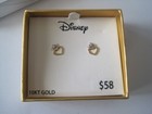 Disney Fine Earrings Heart Crown 10k Pierced Earrings