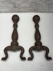 Antique Vintage Fireplace Andirons Log Dogs Cast Iron Ball Victorian Set