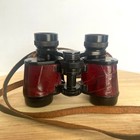 Vtg German Leitz Wetzlar Bitur 4x20 Red Leatherette Compact Binoculars 499286