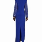 Marina Blue Beaded Boat Neck Long Sleeve Formal Gown Size 6
