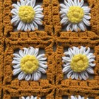 Vtg Made In 50s Crochet Granny Square Sunflower Afghan Throw Blanket 42   x 50   