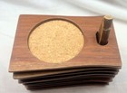 Vintage Mcm Coasters Wood And Cork Set Of 9  teak   Drinkware From 1950 s  60 s