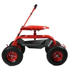 Garden Seat With Wheels And Adjustable Handle  Red By Sunnydaze