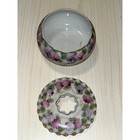 Porcelain Hair Receiver Floral Gold Gilt Vintage Pink Purple Flowers Moriage