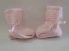 Infant  baby Girl Pink Knitted Booties With Bow No Size No Brand Vintage    M