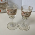 Vintage German Hand Blown Hand Painted  Liquor Decanter With 4 Shot Glasses Bar