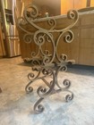 2 Vintage Solid Metal Cast Iron Side Table Base Stand Wrought Scroll Mid Century