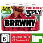 Brawny Tear-a-square 3-ply Paper Towels 6 Double Rolls 76 Sheets Per Roll