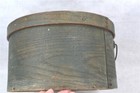 Antique Pantry Box W  Handle  Early  Green   Paint   11 5x6 5 Original 19th 1800