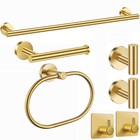 7 Pcs Brushed Gold Bathroom Hardware Set Stainless Steel Bath Towel Bar Set 31 5