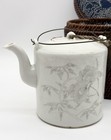 Antique Chinese Rattan Basket With Porcelain Teapot