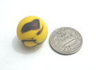 Sea Glass  Shooter Marble  Yellow With Brown Swirls
