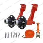 2 Pack Shipping Container Wheels 6  5 5 Lug Wheels Kit  With 10ft Ratchet Straps