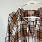 Show Me Your Mumu Dress Womens Xs Brown Plaid Ruffle Hem Long Sleeve Boho