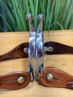 Stainless Steel Western Spurs W Small Sharp Rowels   Leather Straps